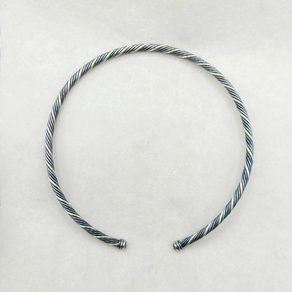 David Yurman Black And Gold Cable Collar Choker Necklace